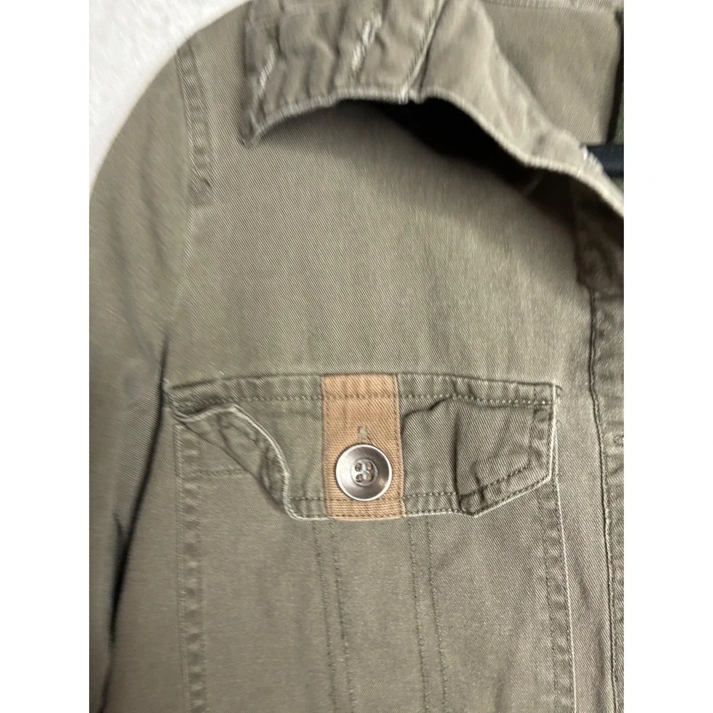 BKE Eased Womens Olive Green‎ Cotton Utility Jacket High Low Hem BKEDG1690 XS